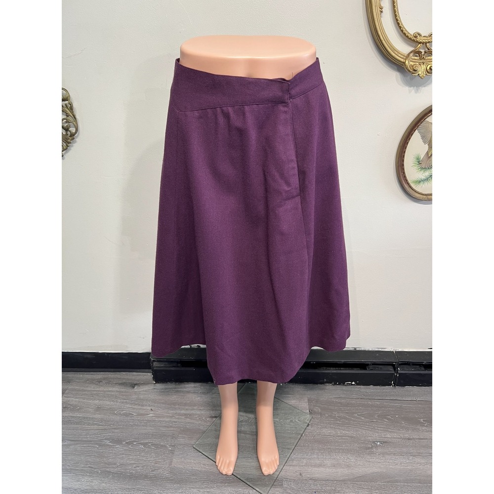 Vintage Christian Dior Separates Purple Midi Skirt A-Line Wool Blend Size 10